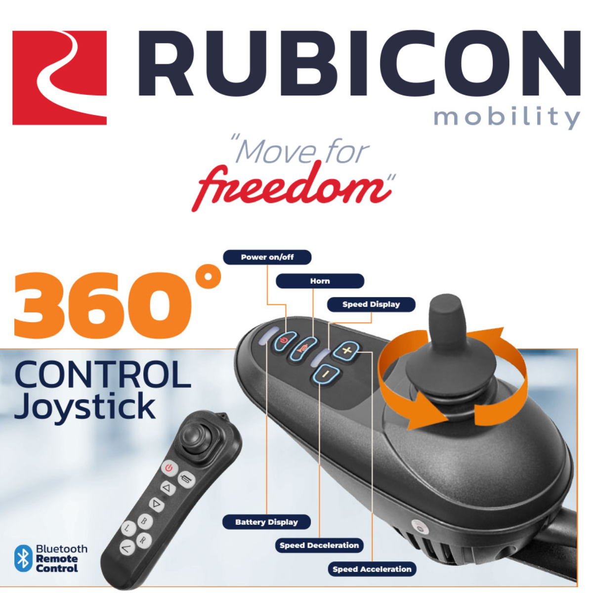 Rubicon DX14 – Longest Range Premium Electric Wheelchair: All-Terrain, Foldable & Airline Approved with Dual Motors, Bluetooth & Joystick