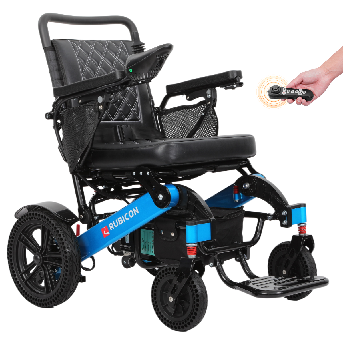 Rubicon DX14 – Longest Range Premium Electric Wheelchair: All-Terrain, Foldable & Airline Approved with Dual Motors, Bluetooth & Joystick